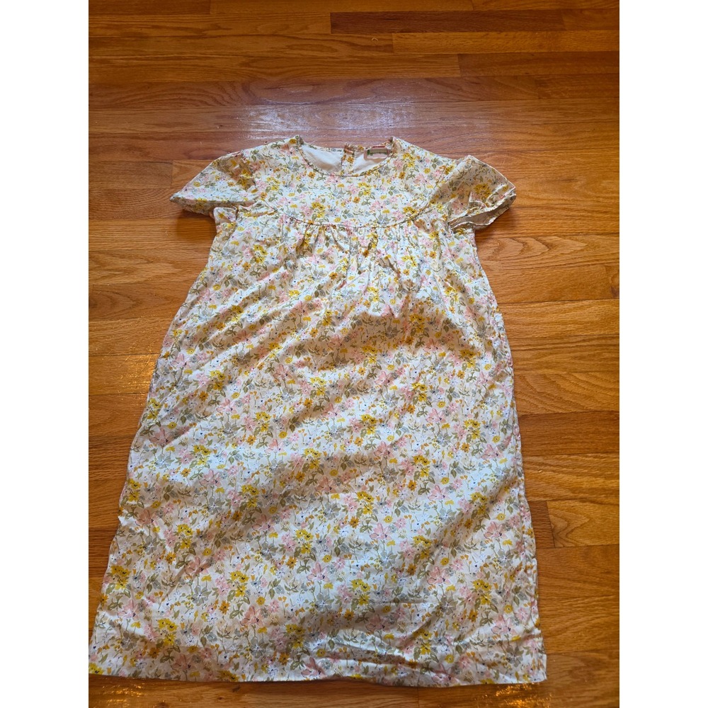 Bonpoint Girls Floral Print Short Sleeve Midi Dress White Yellow Pink Size 14A